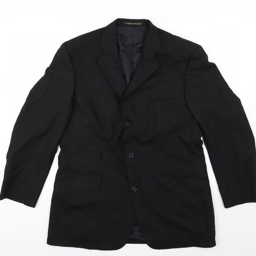 Marks and Spencer Mens Black Striped  Jacket Suit Jacket Size 40