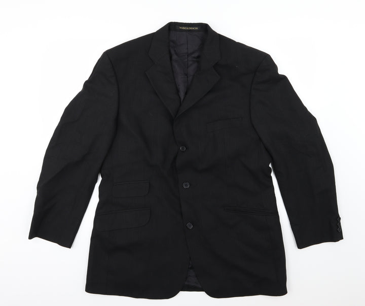 Marks and Spencer Mens Black Striped  Jacket Suit Jacket Size 40