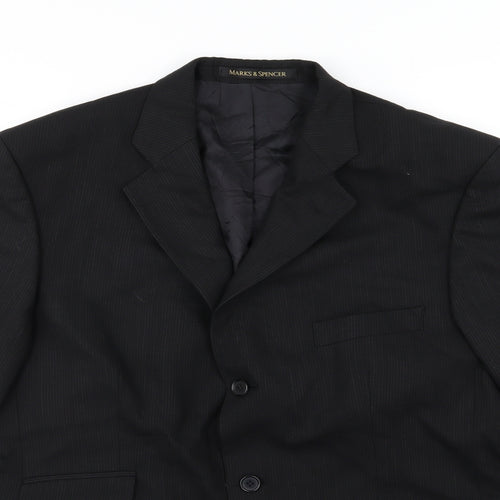 Marks and Spencer Mens Black Striped  Jacket Suit Jacket Size 40