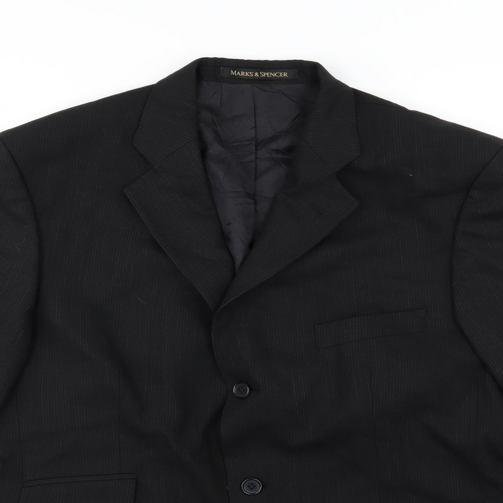 Marks and Spencer Mens Black Striped  Jacket Suit Jacket Size 40