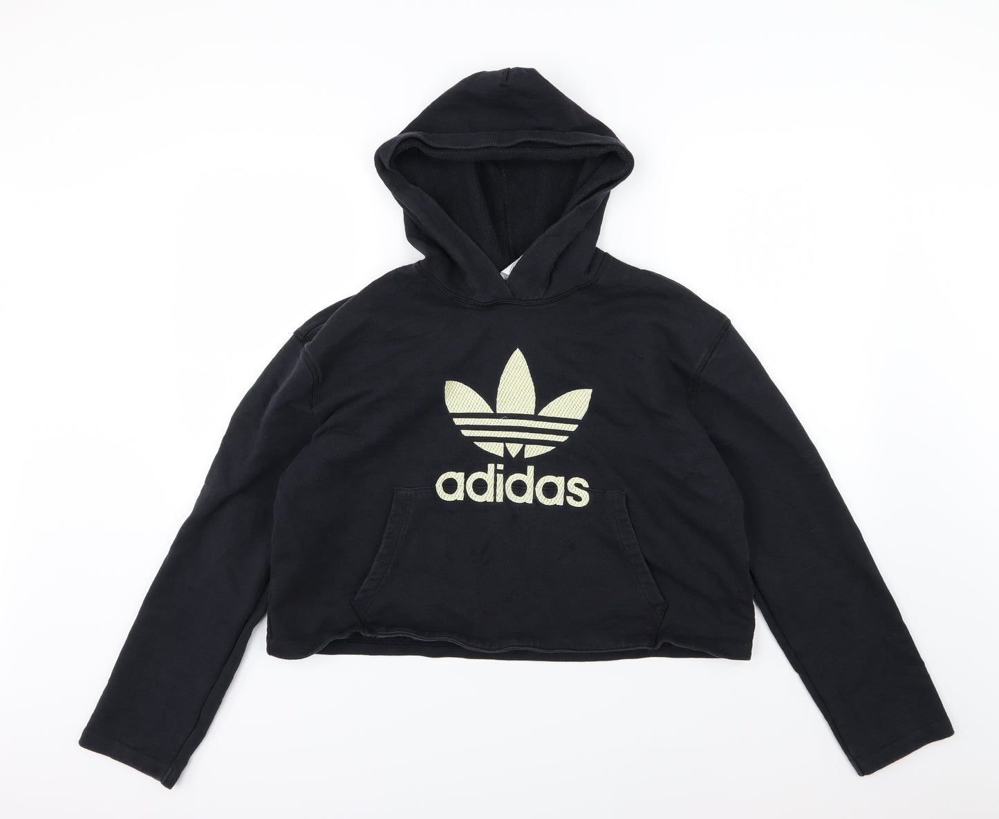 adidas Womens Black  Jersey Pullover Hoodie Size 10  - Cropped