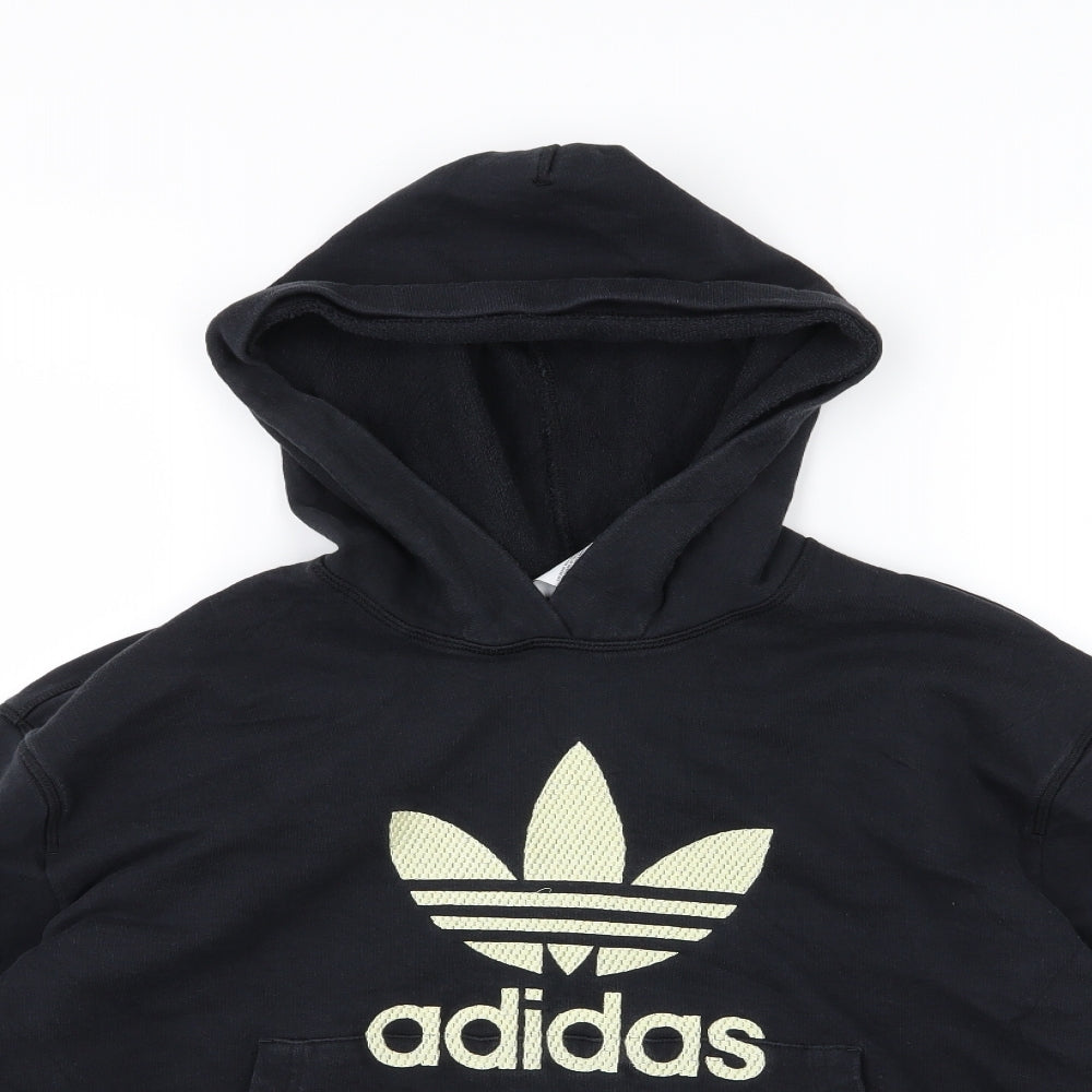 adidas Womens Black  Jersey Pullover Hoodie Size 10  - Cropped