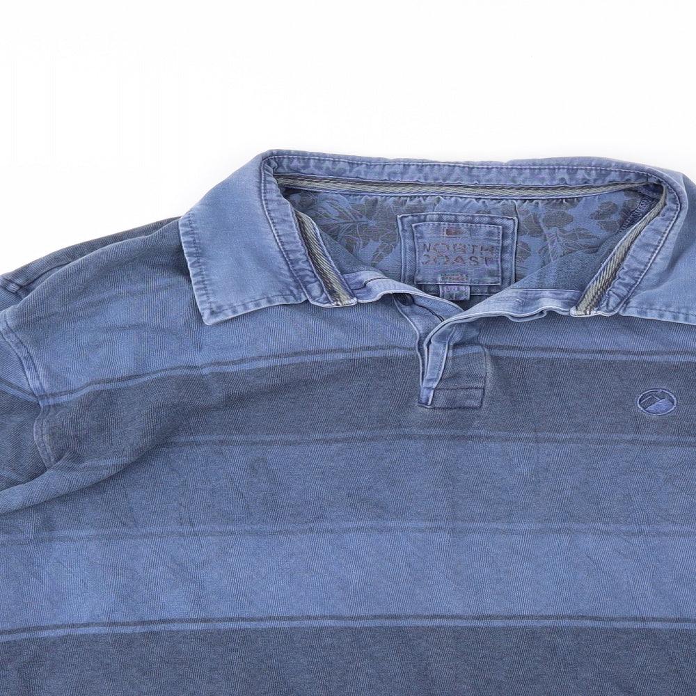 Marks and Spencer Mens Blue Striped   Polo Size XL