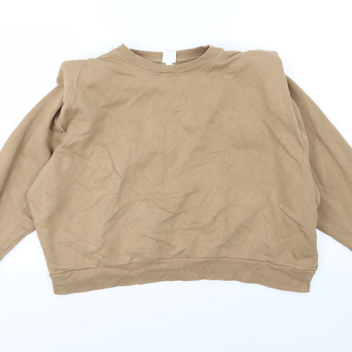 H&M Womens Brown  Jersey Pullover Sweatshirt Size XL  - Padded Shoulders