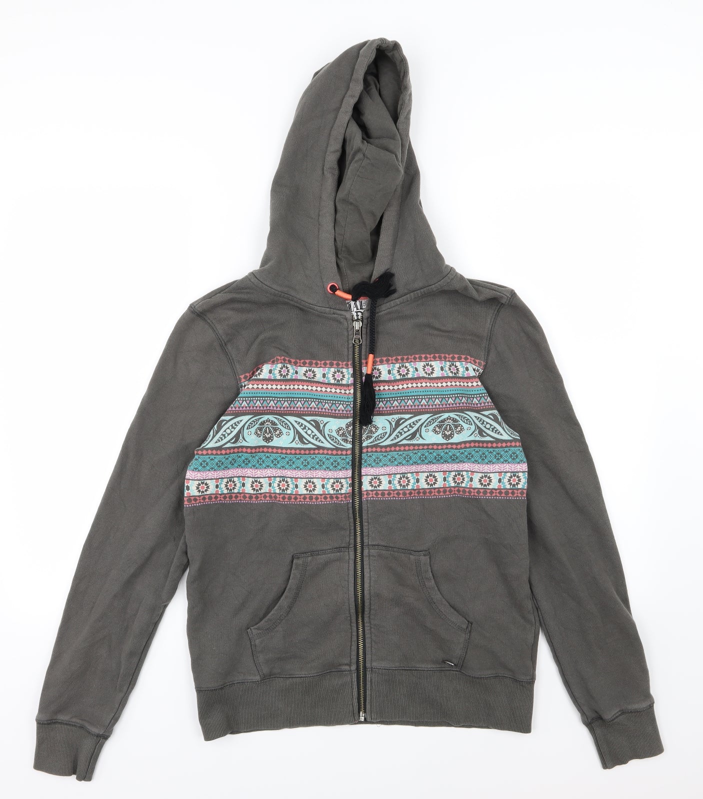 Animal Womens Grey Geometric Jersey Full Zip Hoodie Size 10