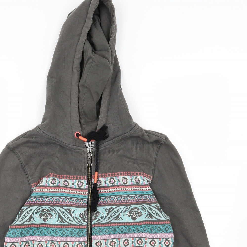 Animal Womens Grey Geometric Jersey Full Zip Hoodie Size 10