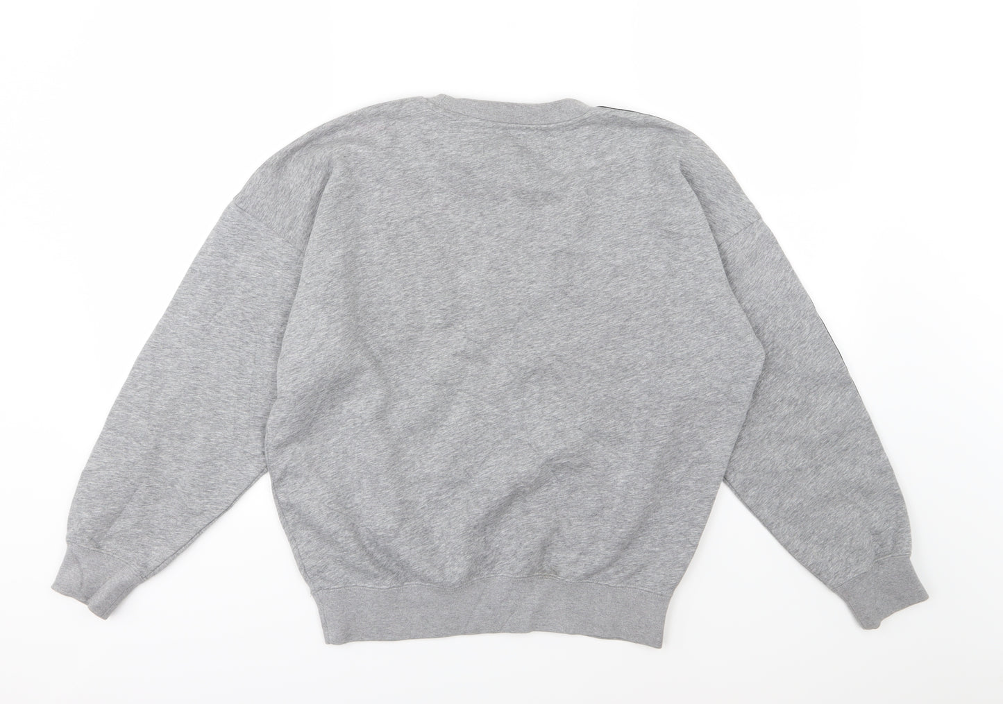 adidas Mens Grey Striped Jersey Pullover Sweatshirt Size S