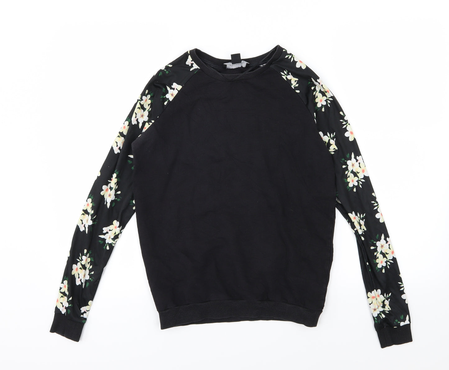 Atmosphere Womens Black Floral Jersey Pullover Sweatshirt Size 8