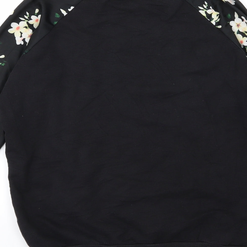 Atmosphere Womens Black Floral Jersey Pullover Sweatshirt Size 8