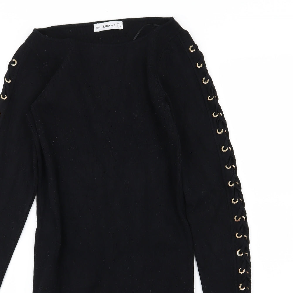 Zara Womens Black  Knit Jumper Dress  Size M