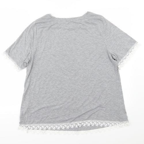 George Womens Grey Floral Jersey Basic T-Shirt Size 20
