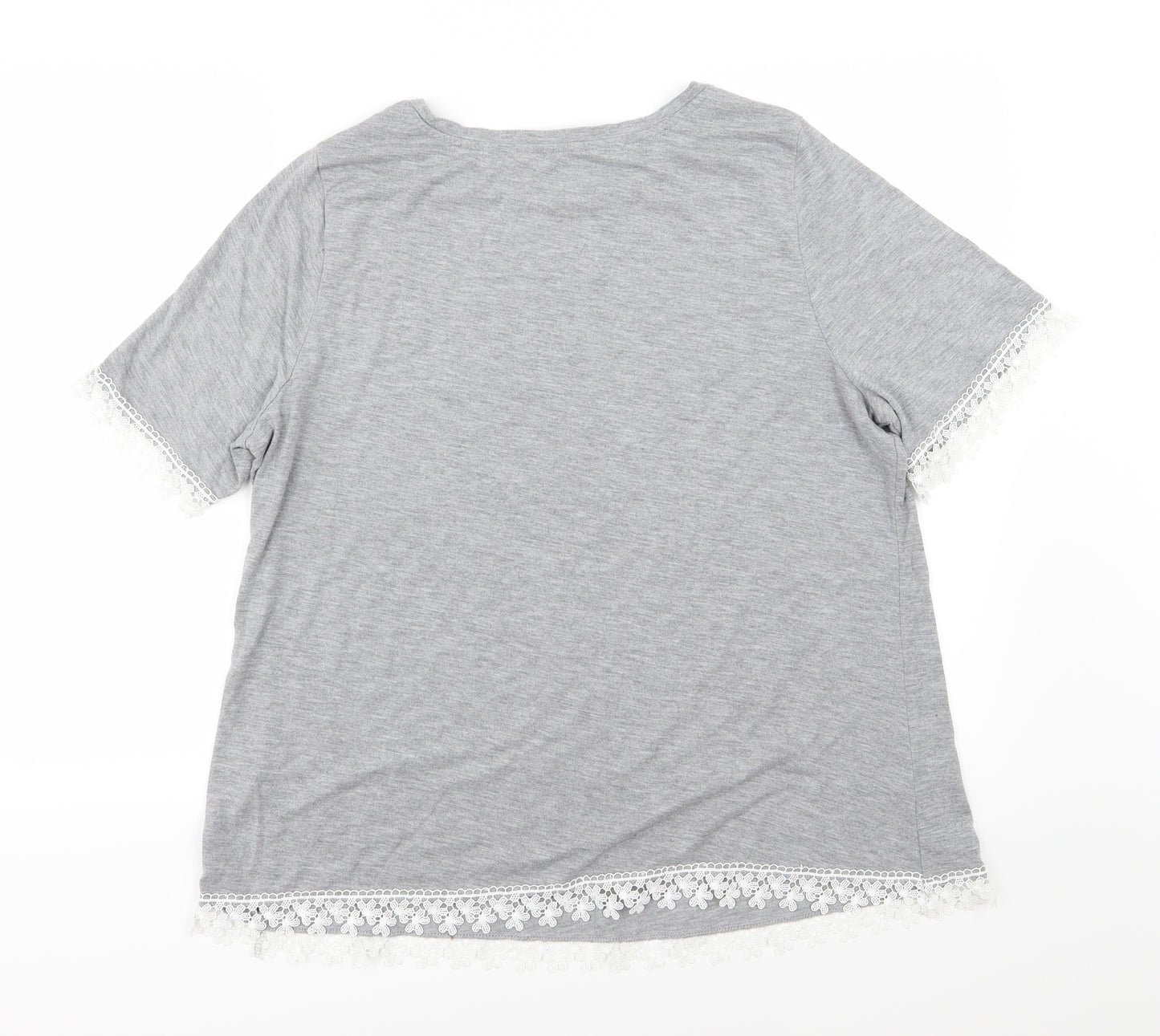 George Womens Grey Floral Jersey Basic T-Shirt Size 20