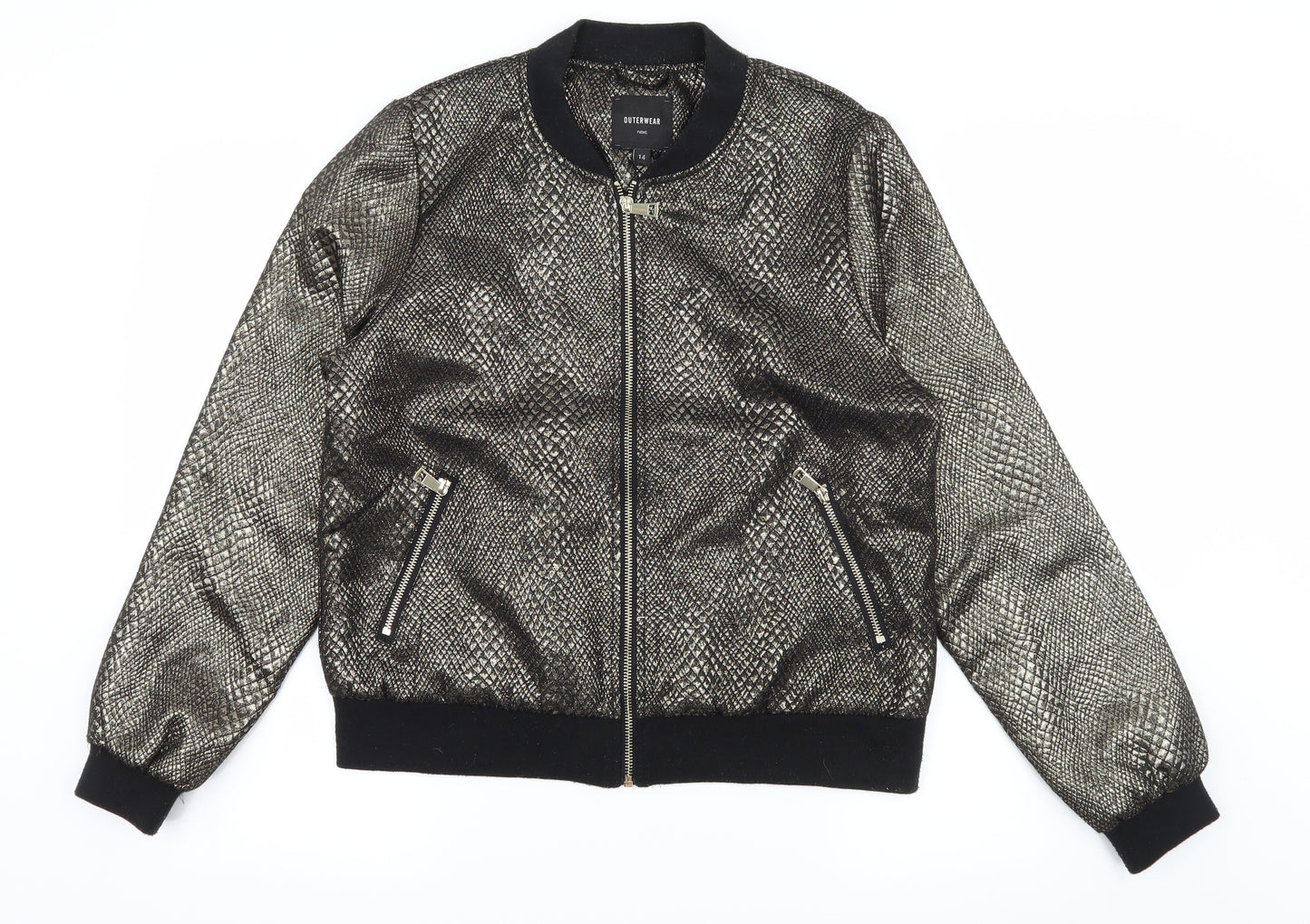 NEXT Womens Gold Animal Print  Varsity Jacket Coat Size 14