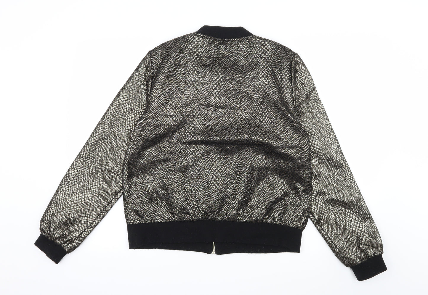 NEXT Womens Gold Animal Print  Varsity Jacket Coat Size 14
