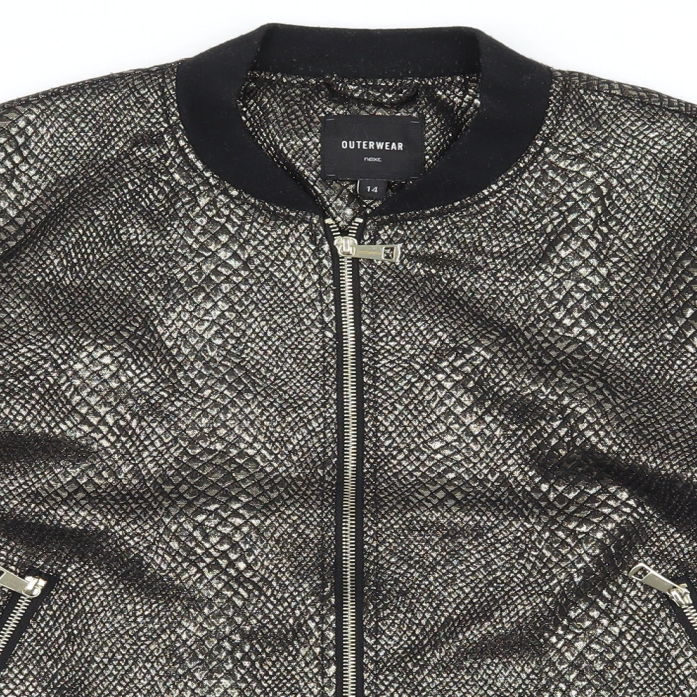 NEXT Womens Gold Animal Print  Varsity Jacket Coat Size 14