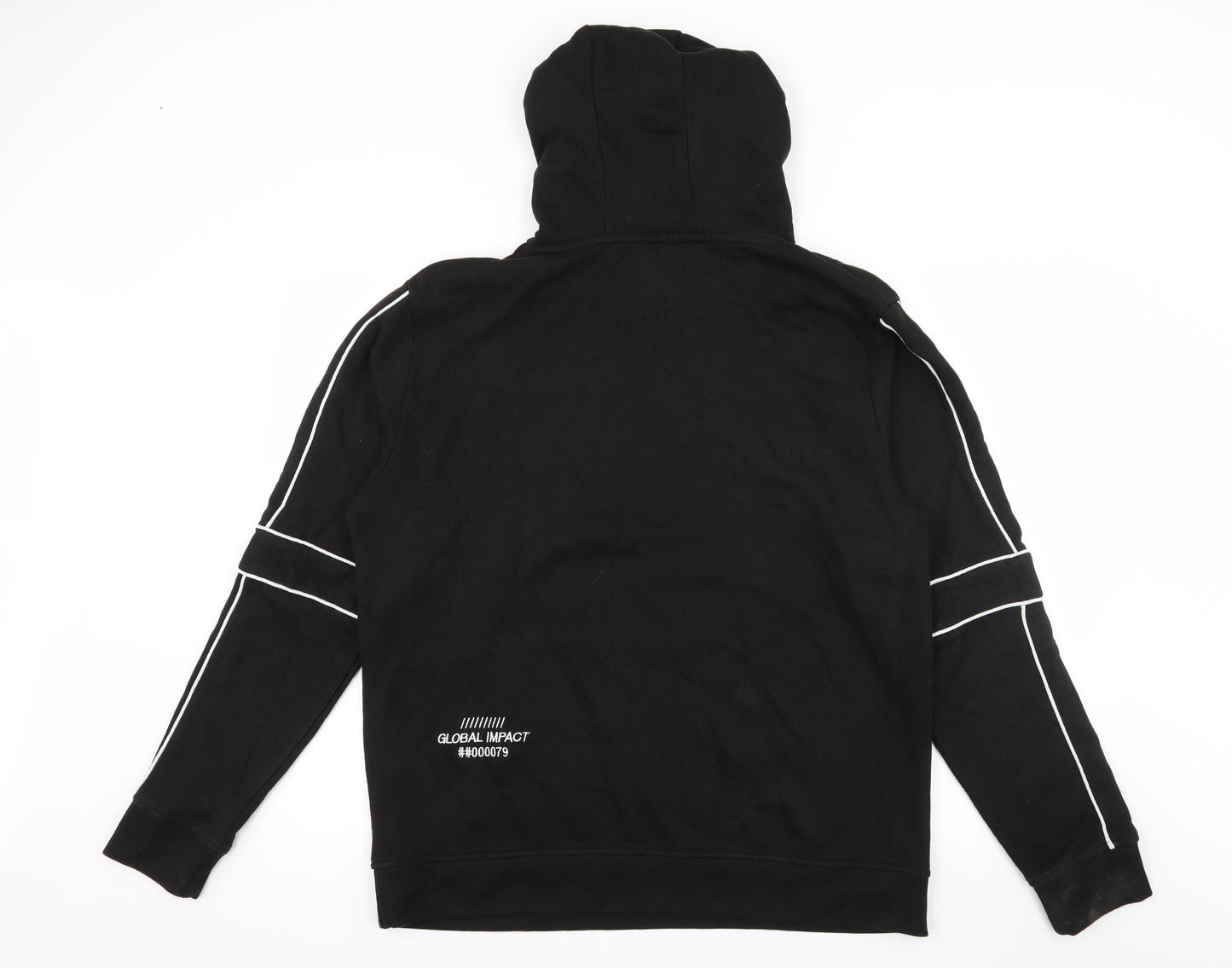Primark Mens Black Striped Jersey Pullover Hoodie Size XL