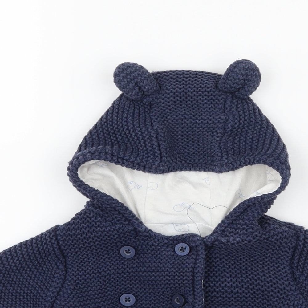 Marks and Spencer Boys Blue  Knit Cape Jumper Size 0-3 Months