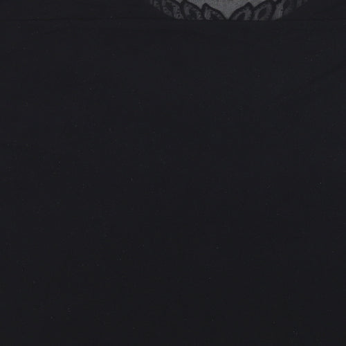 Preworn Womens Black  Mesh Basic T-Shirt Size 18