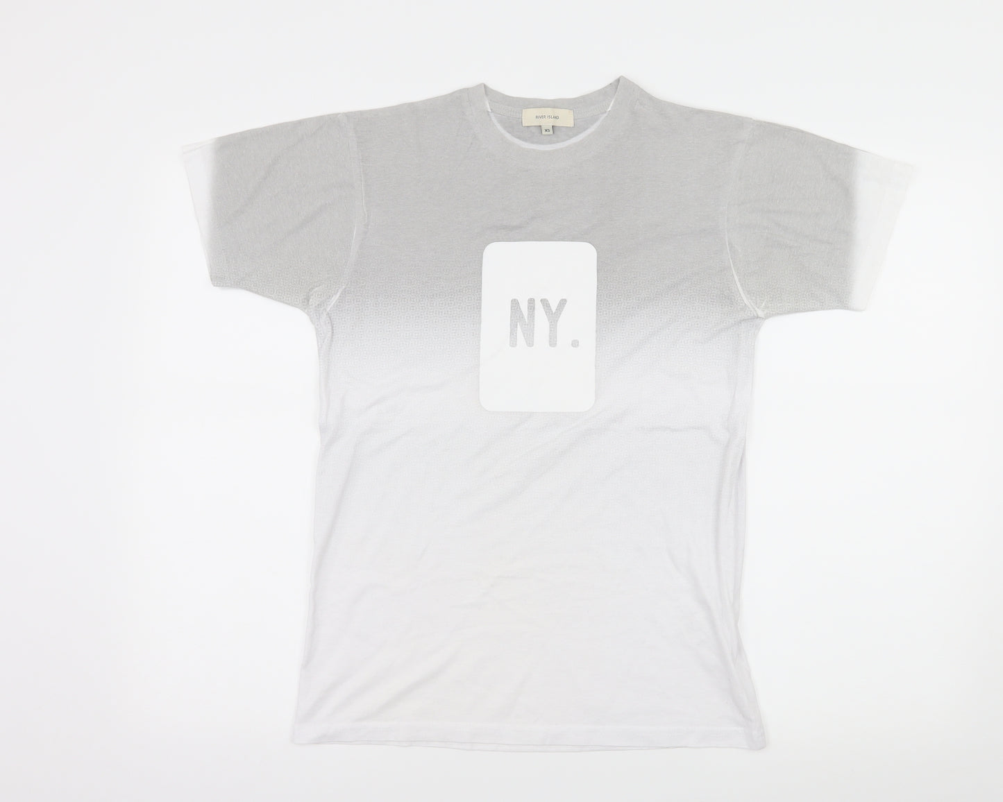 River Island Womens White Geometric Jersey Basic T-Shirt Size XS  - NY