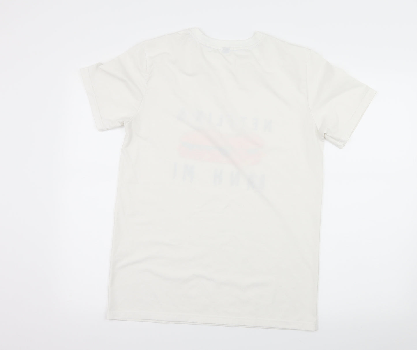 Preworn Mens White Geometric Jersey  T-Shirt Size XL  - Netflix and Ba N H Mi