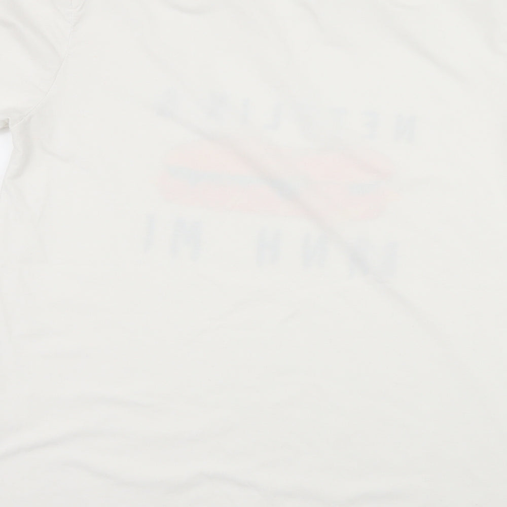 Preworn Mens White Geometric Jersey  T-Shirt Size XL  - Netflix and Ba N H Mi