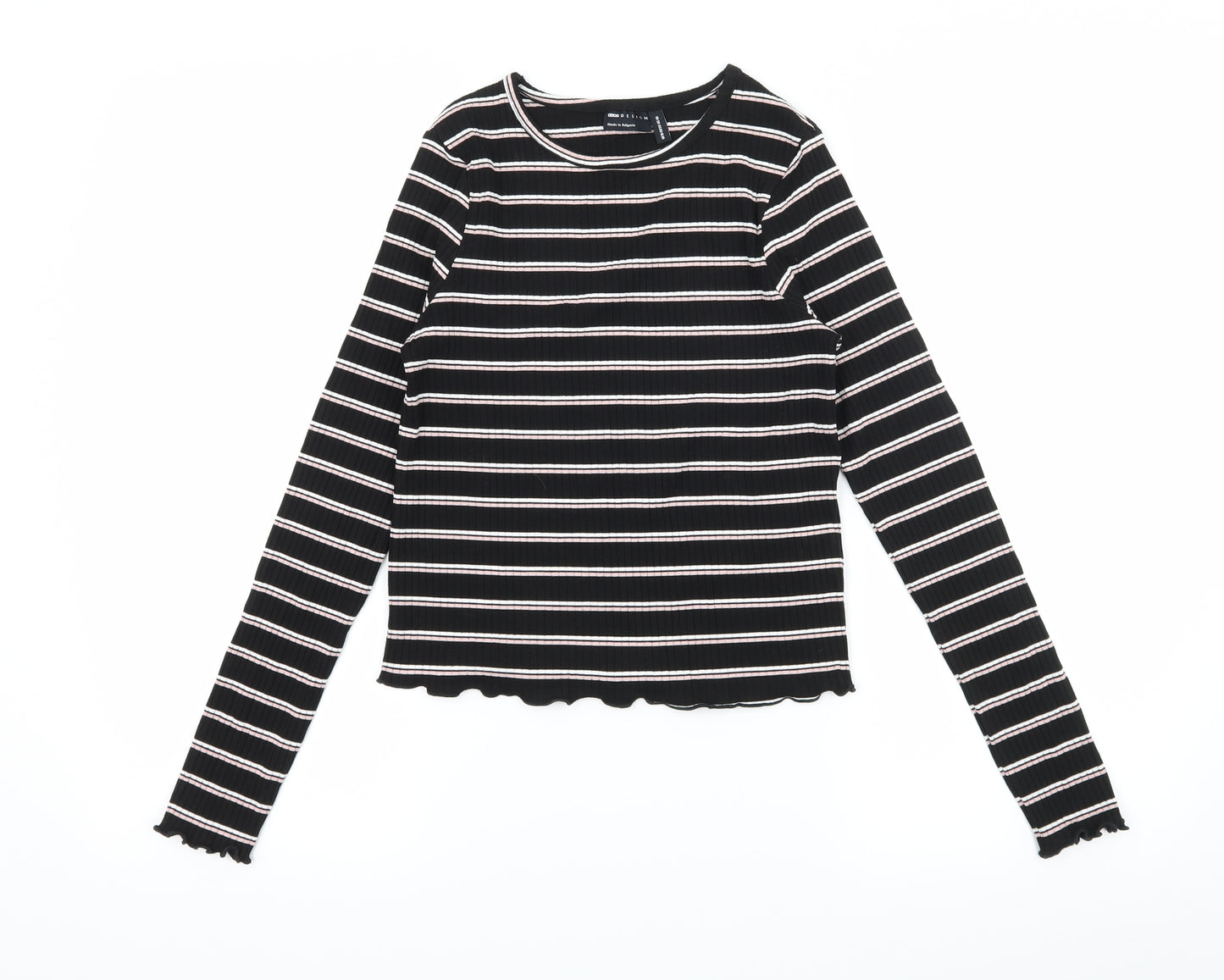 ASOS Womens Black Striped Jersey Basic T-Shirt Size 10