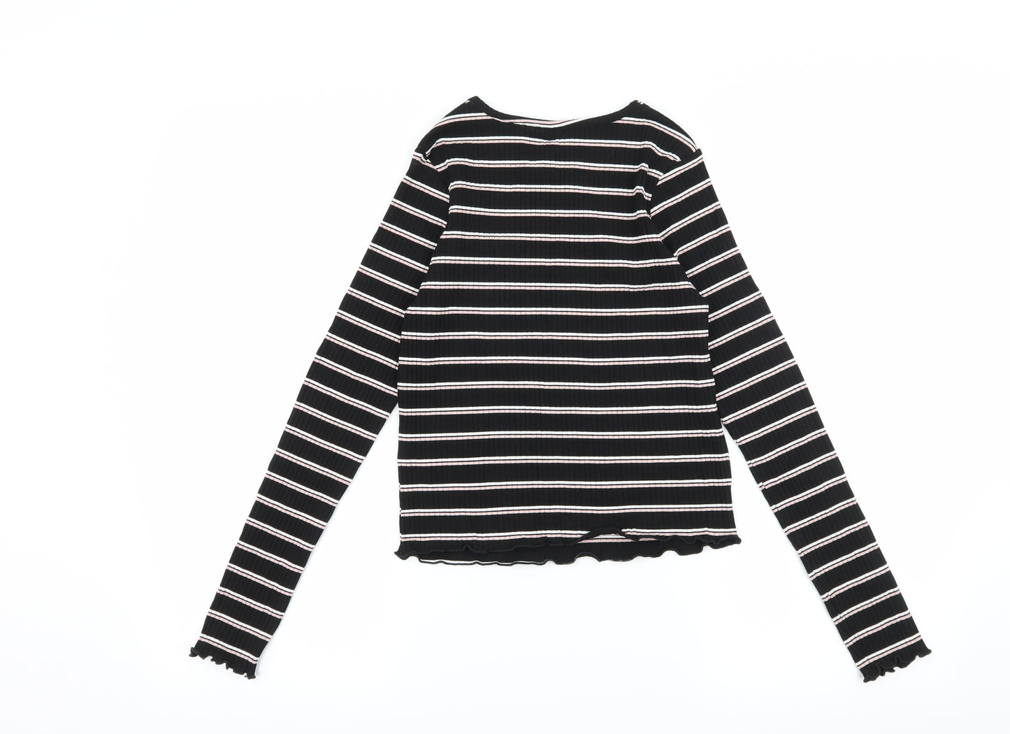 ASOS Womens Black Striped Jersey Basic T-Shirt Size 10