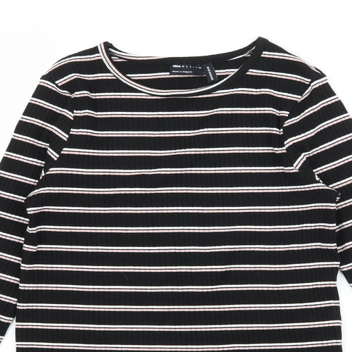 ASOS Womens Black Striped Jersey Basic T-Shirt Size 10