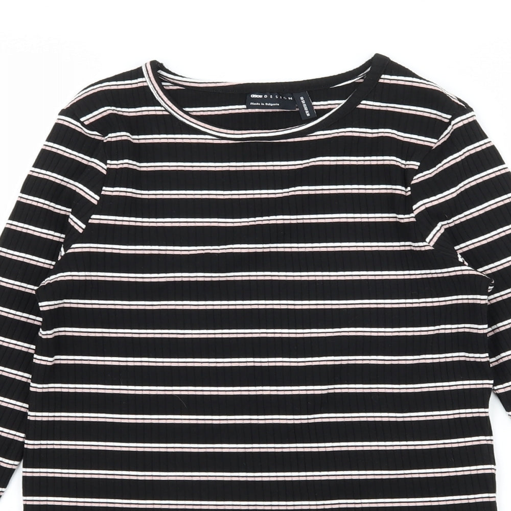 ASOS Womens Black Striped Jersey Basic T-Shirt Size 10
