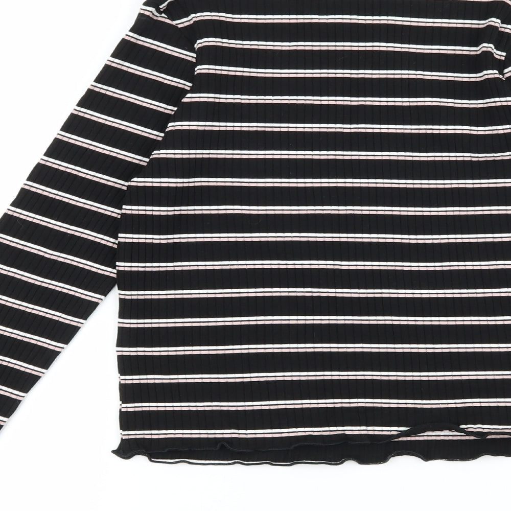 ASOS Womens Black Striped Jersey Basic T-Shirt Size 10