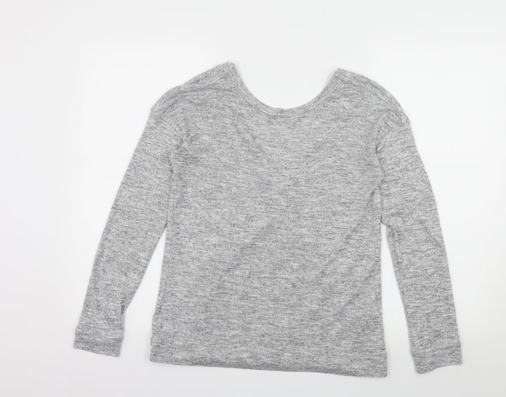Miss Selfridge Womens Grey Jersey Basic T-Shirt Size 8 - Open Back