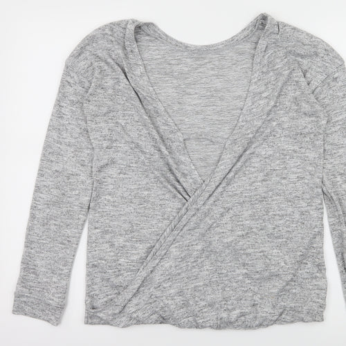 Miss Selfridge Womens Grey  Jersey Basic T-Shirt Size 8  - Open Back