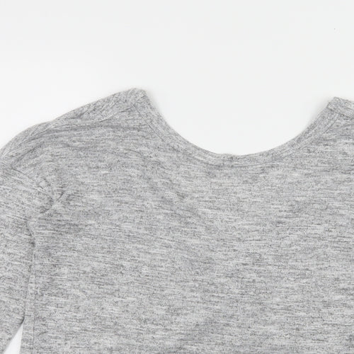 Miss Selfridge Womens Grey  Jersey Basic T-Shirt Size 8  - Open Back