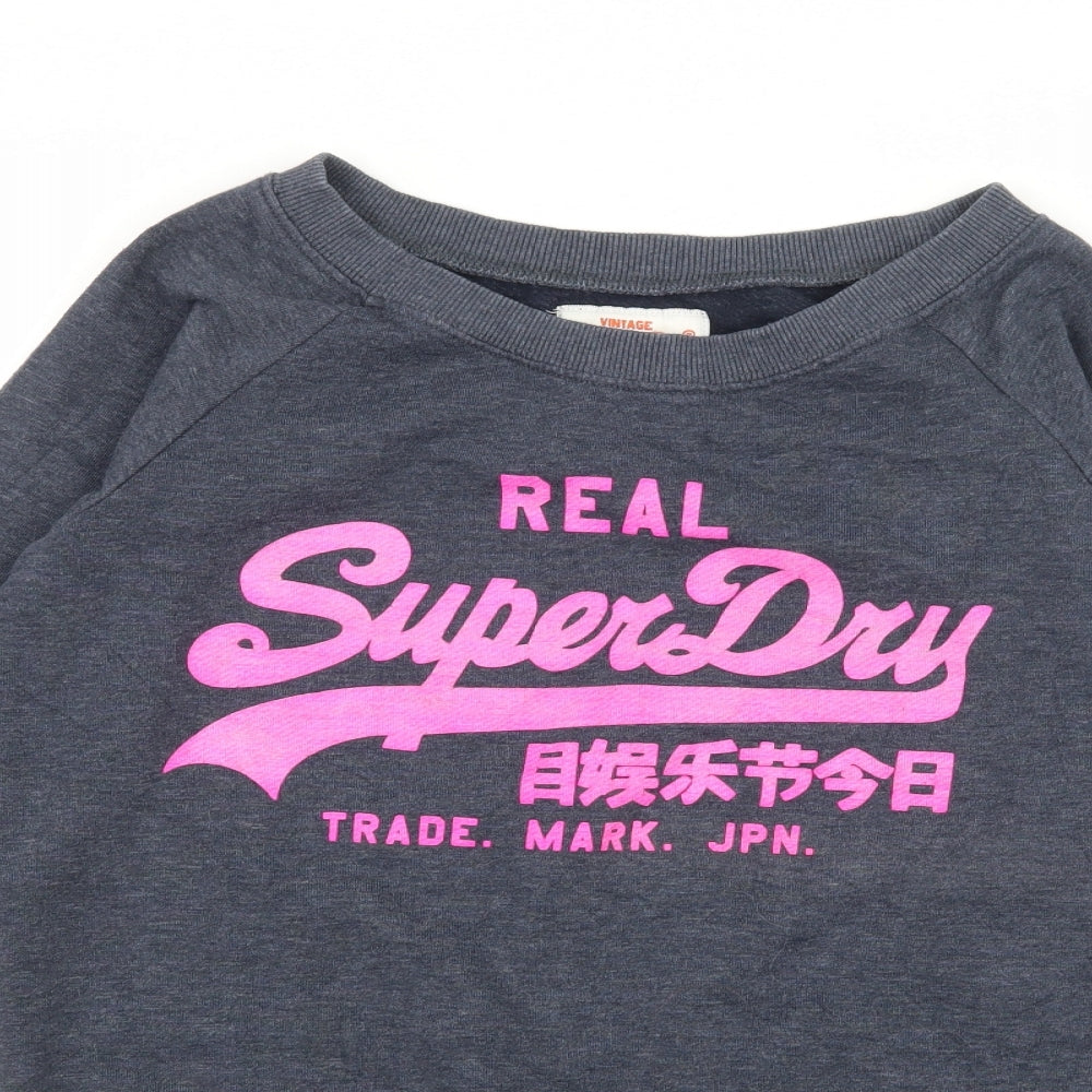 Superdry Womens Blue  Jersey Pullover Sweatshirt Size S