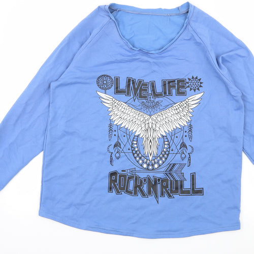 Preworn Womens Blue  Jersey Pullover Sweatshirt Size L  - Live Life