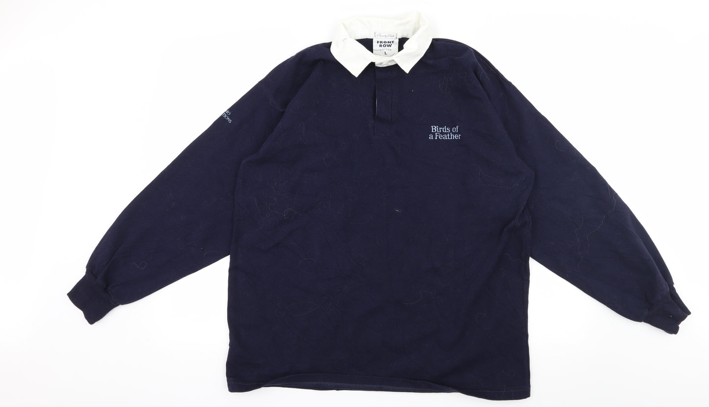 Front Row Womens Blue  Jersey Pullover Sweatshirt Size L  - Birds of a feather