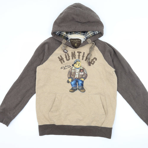 Teenie Weenie Boys Brown  Jersey Pullover Hoodie Size M  - Teddy bear