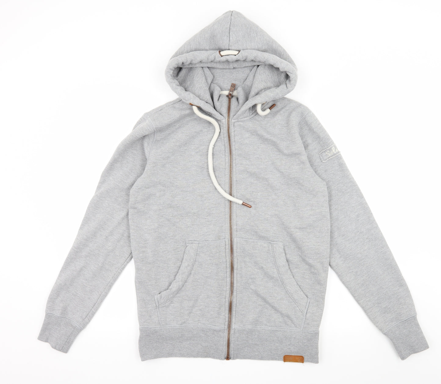 Solid Mens Grey  Jersey Full Zip Hoodie Size S