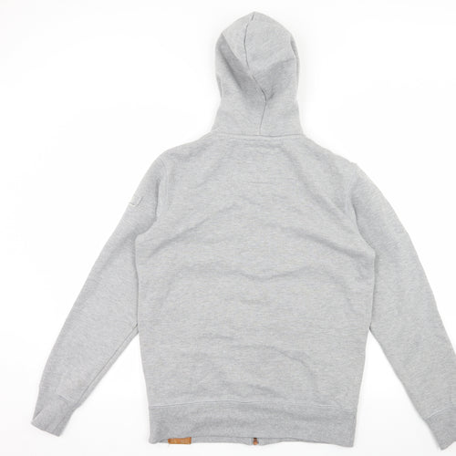 Solid Mens Grey  Jersey Full Zip Hoodie Size S