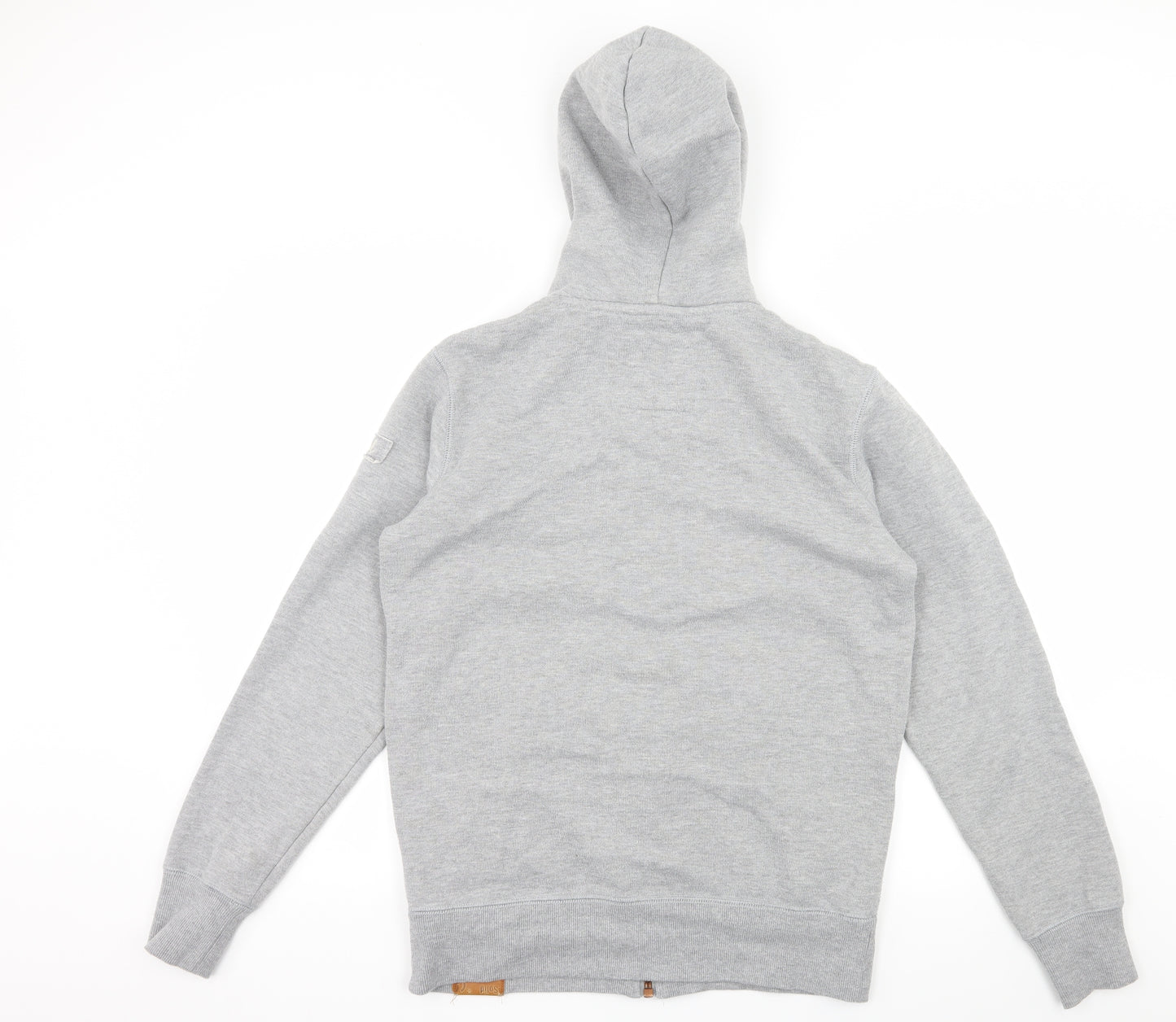 Solid Mens Grey  Jersey Full Zip Hoodie Size S