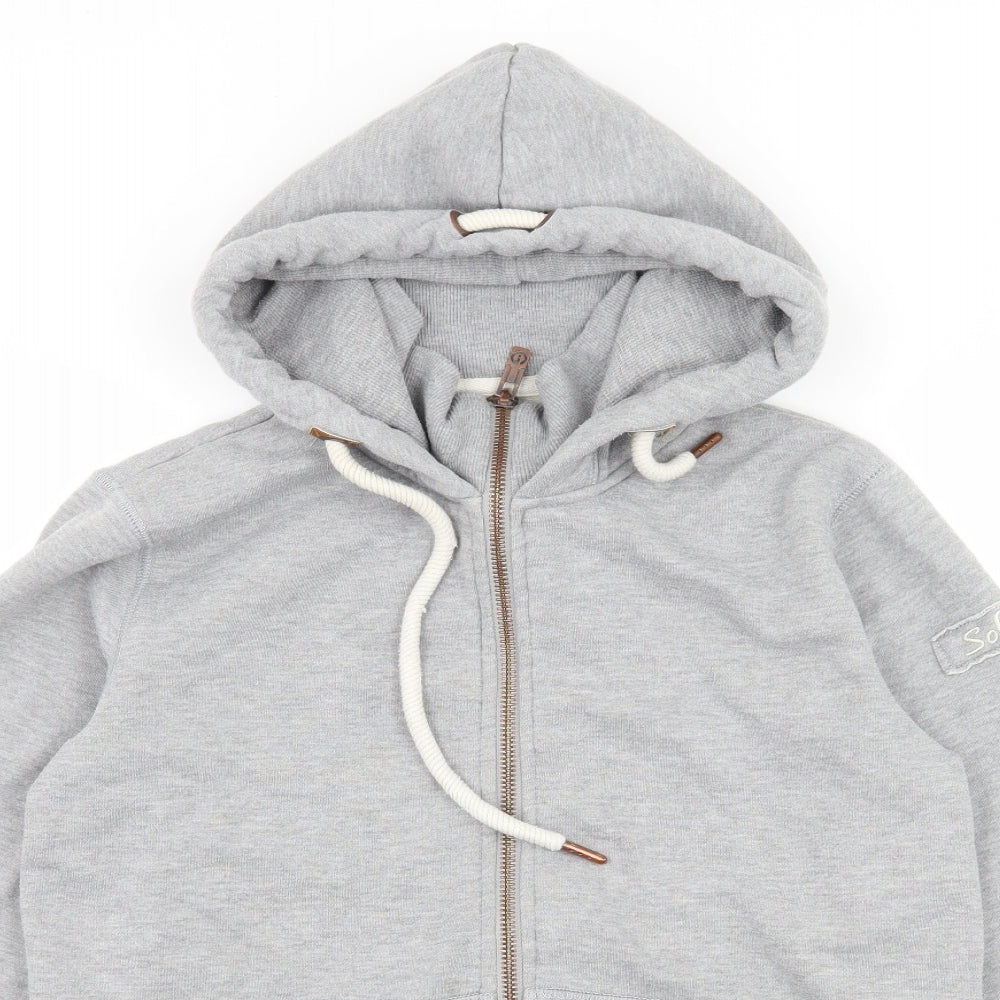 Solid Mens Grey  Jersey Full Zip Hoodie Size S