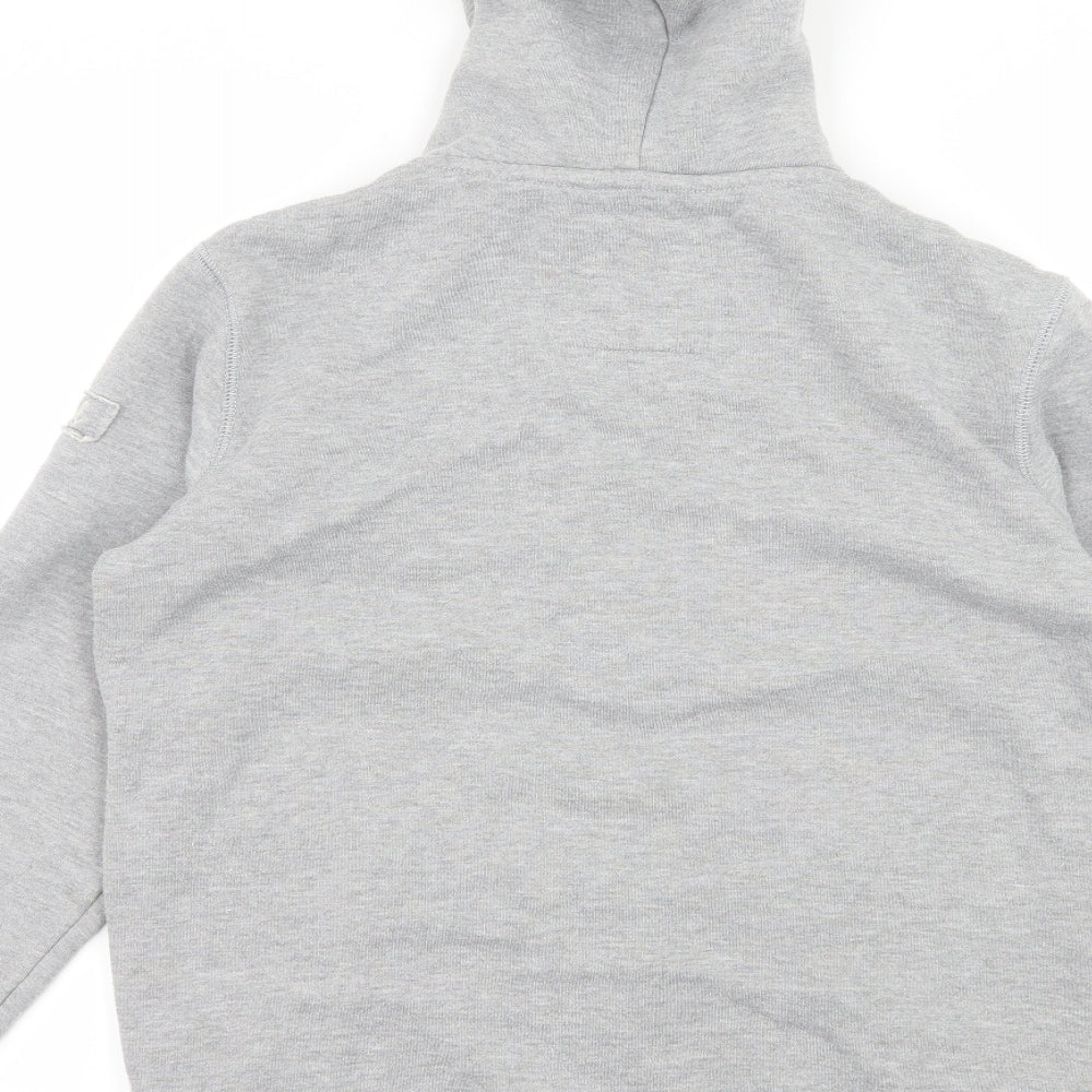 Solid Mens Grey  Jersey Full Zip Hoodie Size S