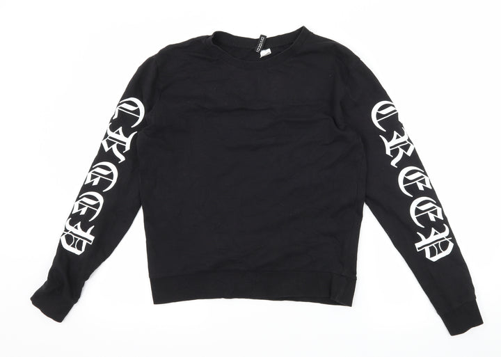 H&M Womens Black Geometric Jersey Pullover Sweatshirt Size S - Creep
