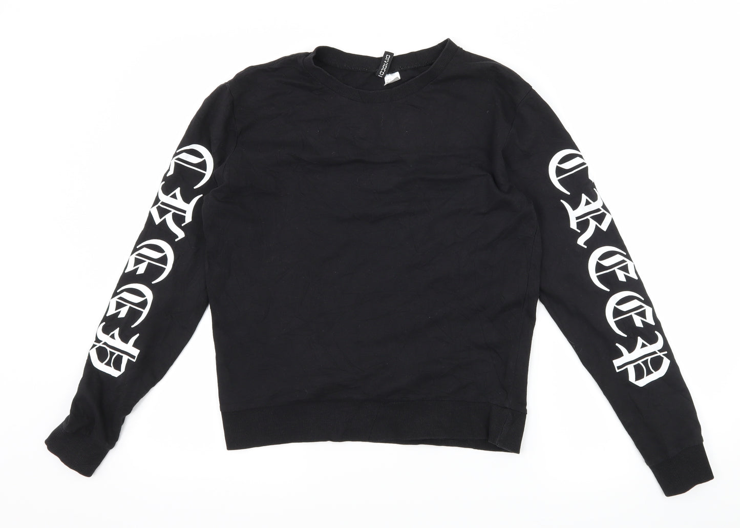 H&M Womens Black Geometric Jersey Pullover Sweatshirt Size S  - Creep