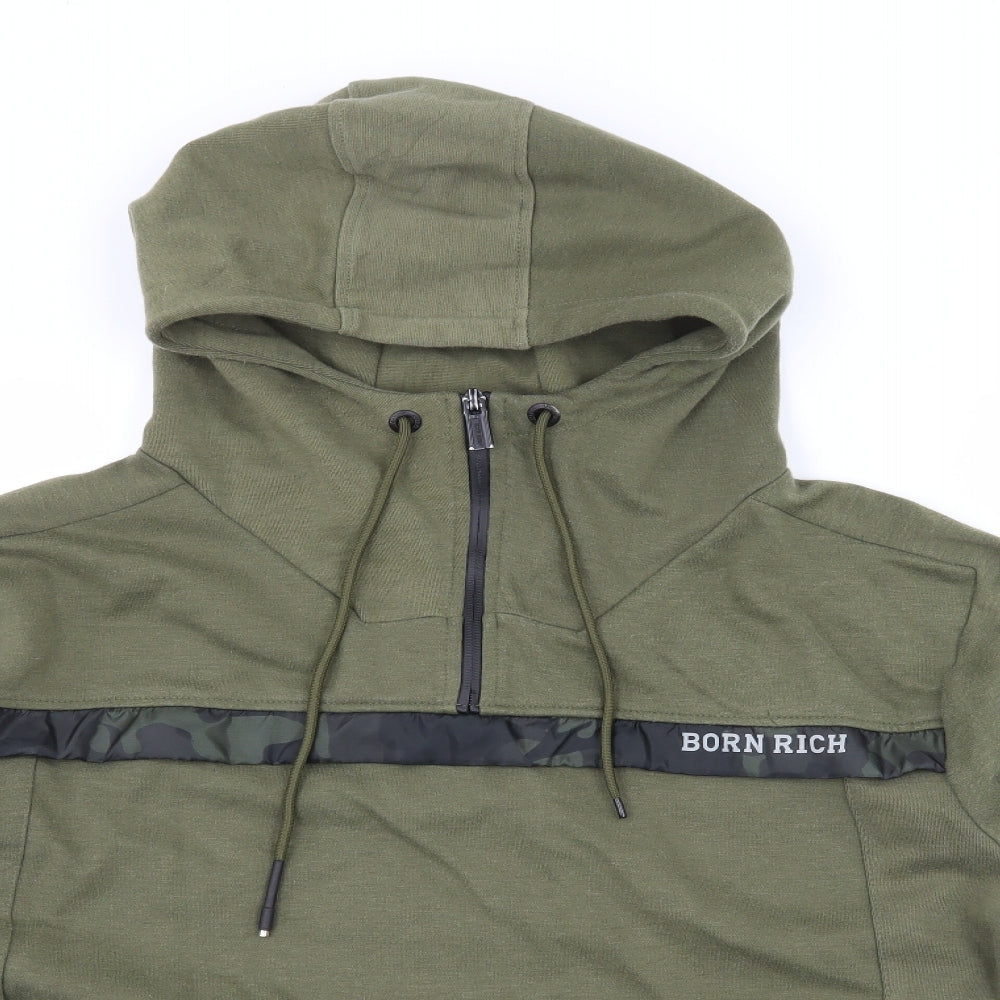 Born Rich Mens Green  Jersey Pullover Hoodie Size 2XL