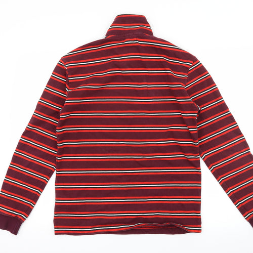adidas Mens Red Striped Jersey Pullover Sweatshirt Size M