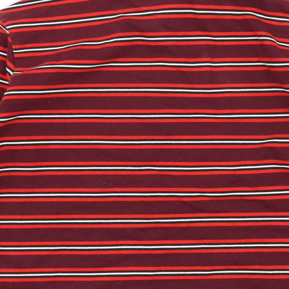 adidas Mens Red Striped Jersey Pullover Sweatshirt Size M