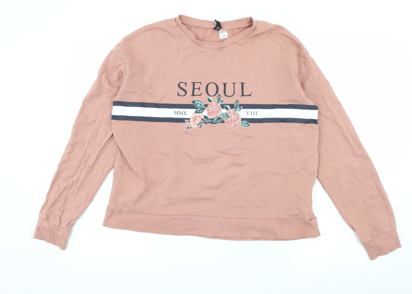 H&M Womens Pink  Jersey Pullover Sweatshirt Size M  - Seoul