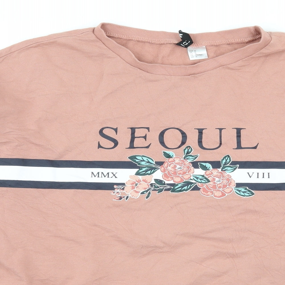 H&M Womens Pink  Jersey Pullover Sweatshirt Size M  - Seoul