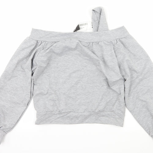 Boohoo Womens Grey  Jersey Pullover Sweatshirt Size M